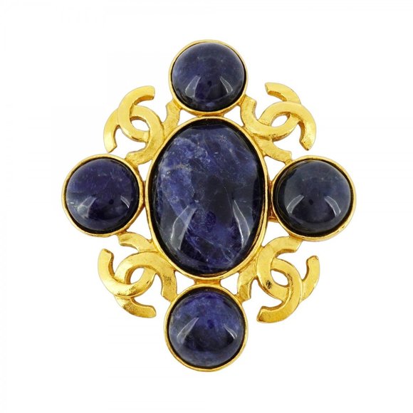 CHANEL Blue Logo Brooch - Picture 1 of 8
